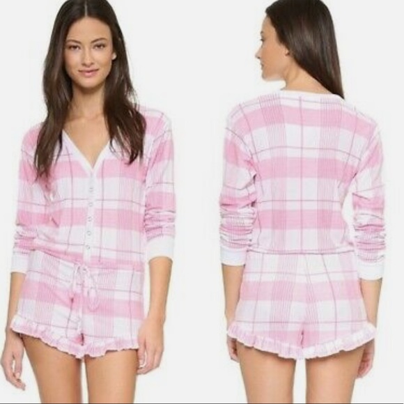 Wildfox Intimates Plaid Romper Pajamas - Picture 2 of 3